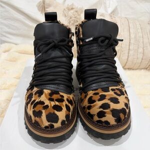 Moschino Black and Brown Leopard Print Men's Boots